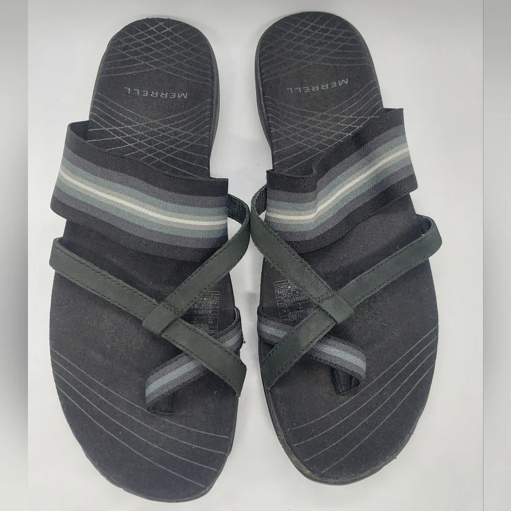 Merrell Zinnia Women's Sandal Black Synthetic Size 10 Slip-On Casual Shoes
